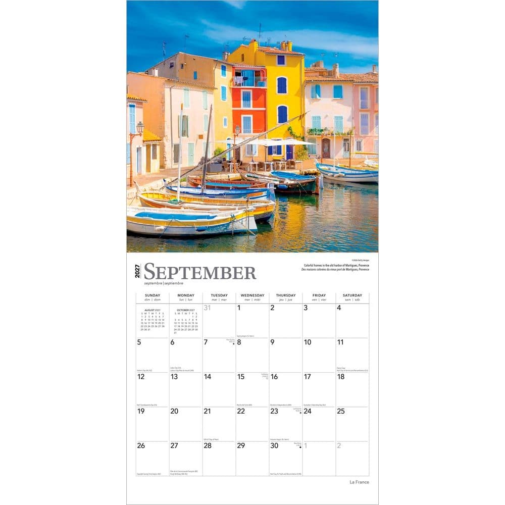 France La France English French 2027 Wall Calendar Third Alternate Image