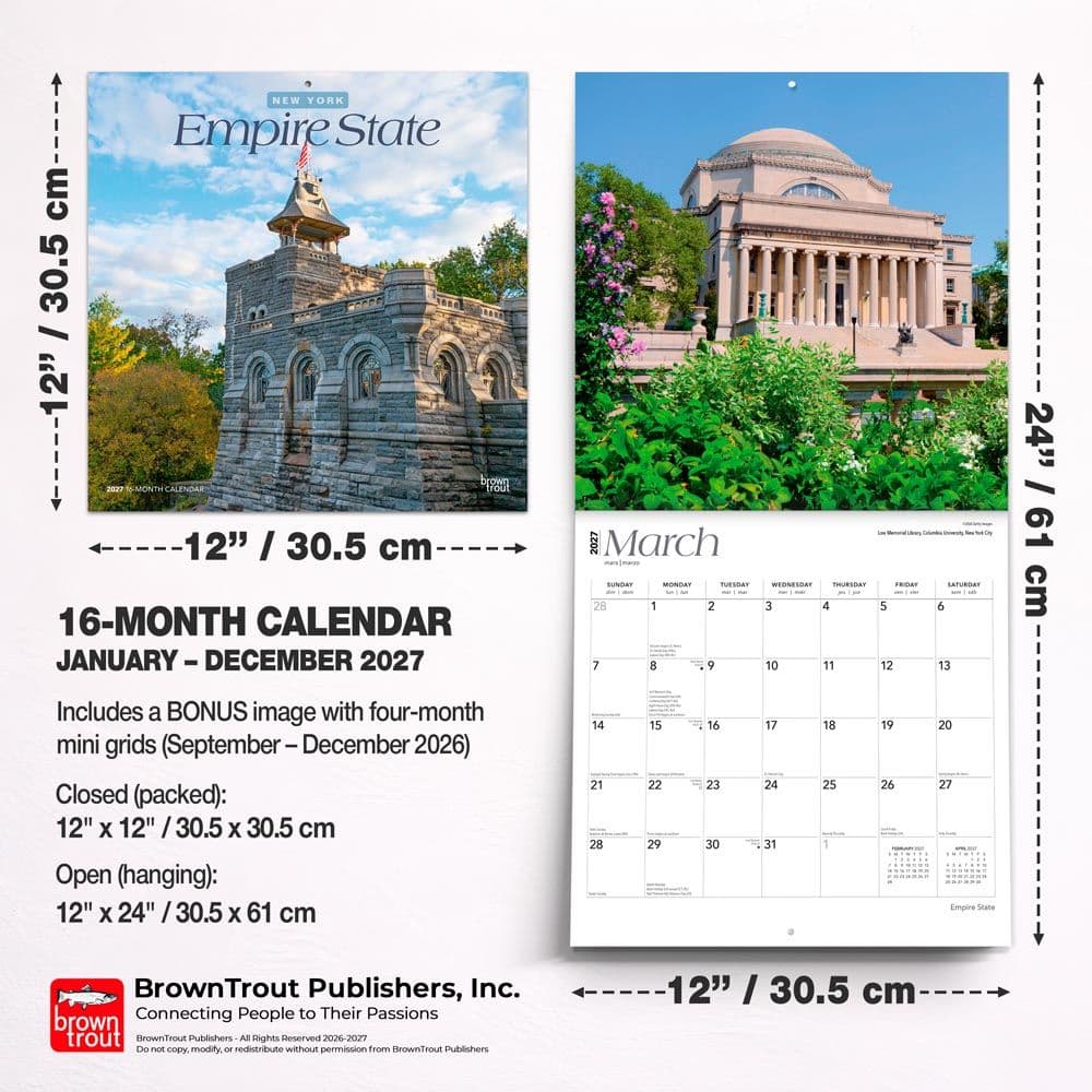 Empire State New York 2027 Wall Calendar Sixth Alternate Image