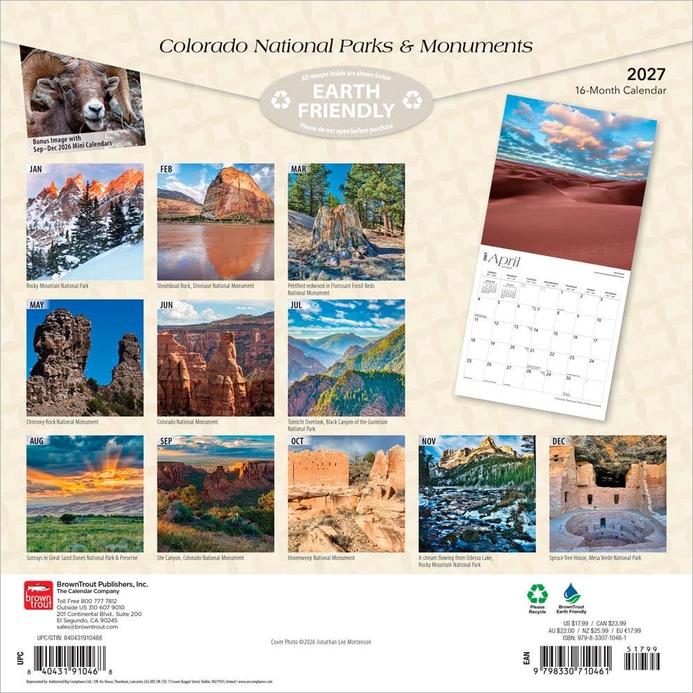 Colorado National Parks And Monuments 2027 Wall Calendar First Alternate Image