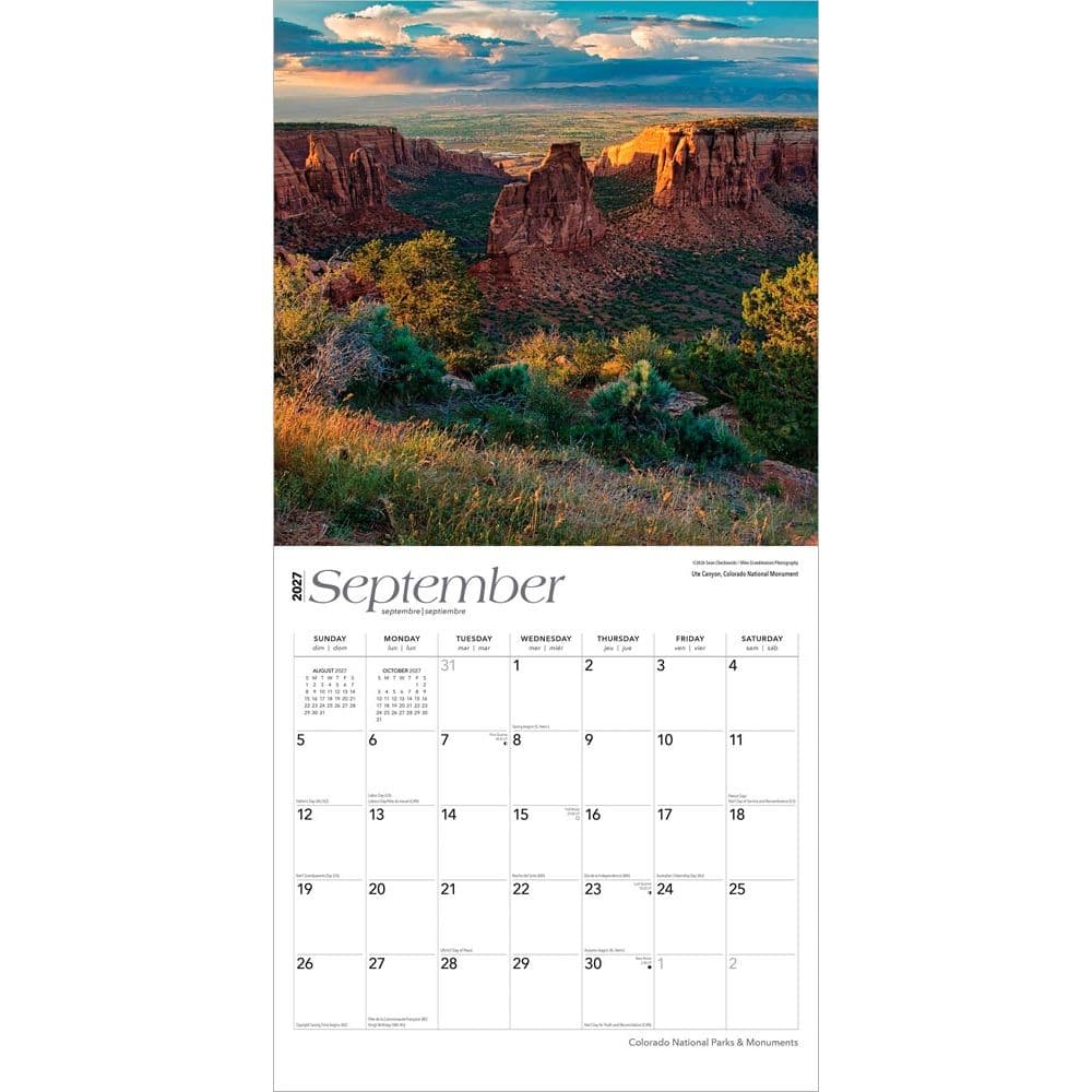 Colorado National Parks And Monuments 2027 Wall Calendar Third Alternate Image