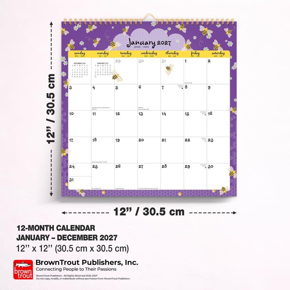 Busy Bees 2027 Wall Calendar Sixth Alternate Image