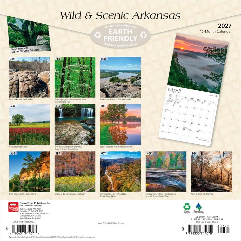 Arkansas 2027 Wild and Scenic 2027 Wall Calendar First Alternate Image