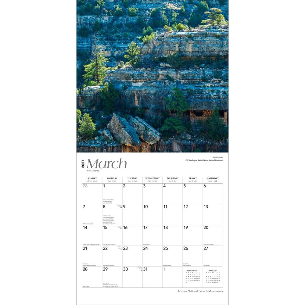 Arizona Parks And Monuments 2027 Wall Calendar Second Alternate Image