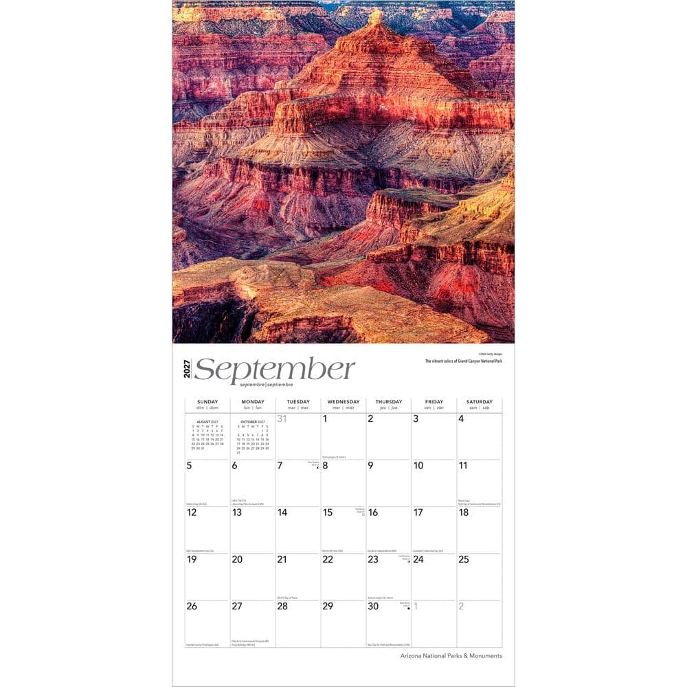 Arizona Parks And Monuments 2027 Wall Calendar Third Alternate Image