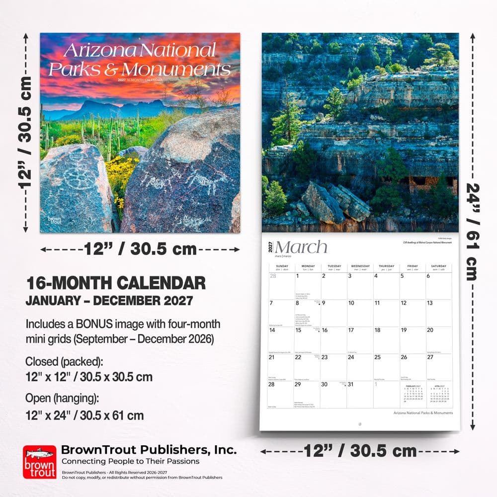 Arizona Parks And Monuments 2027 Wall Calendar Sixth Alternate Image