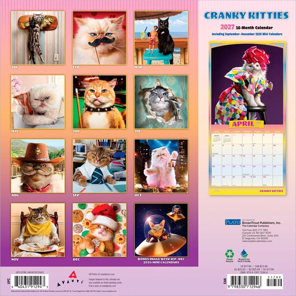 Avanti Cranky Kitties Plato 2027 Wall Calendar First Alternate Image