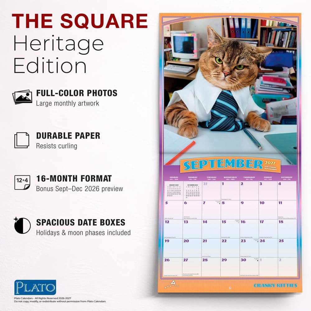 Avanti Cranky Kitties Plato 2027 Wall Calendar Fifth Alternate Image