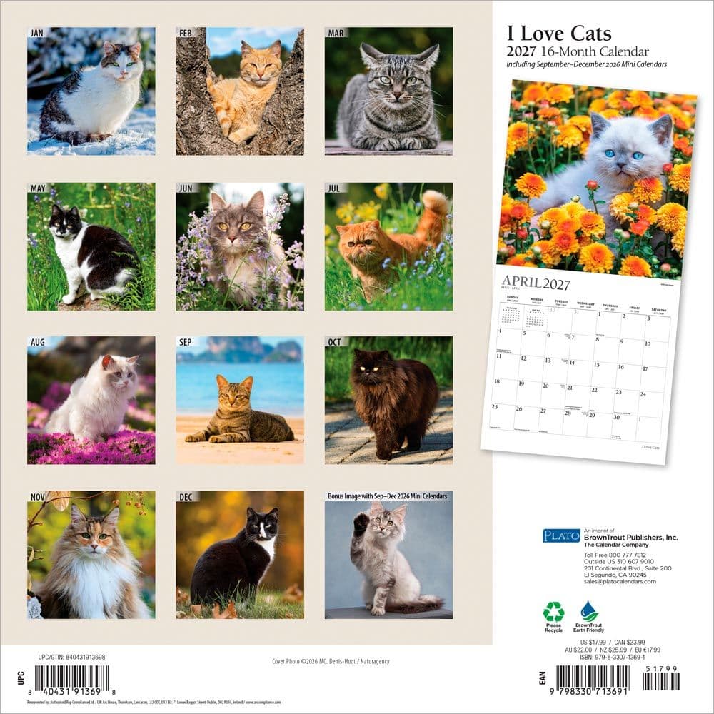 I Love Cats Plato 2027 Wall Calendar First Alternate Image