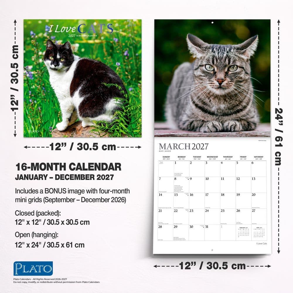 I Love Cats Plato 2027 Wall Calendar Sixth Alternate Image