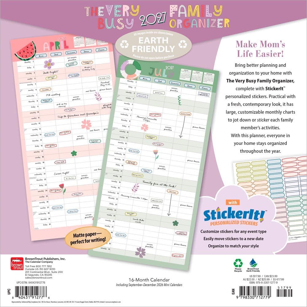 Very Busy Family Organizer 2027 Wall Calendar First Alternate Image