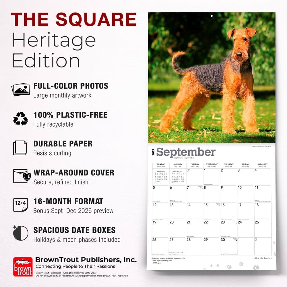 Airedale Terriers 2027 Wall Calendar Fifth Alternate Image
