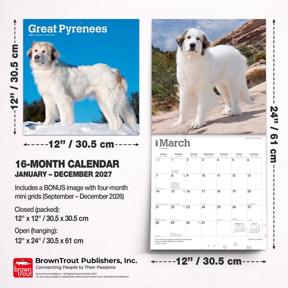 Great Pyrenees 2027 Wall Calendar Sixth Alternate Image
