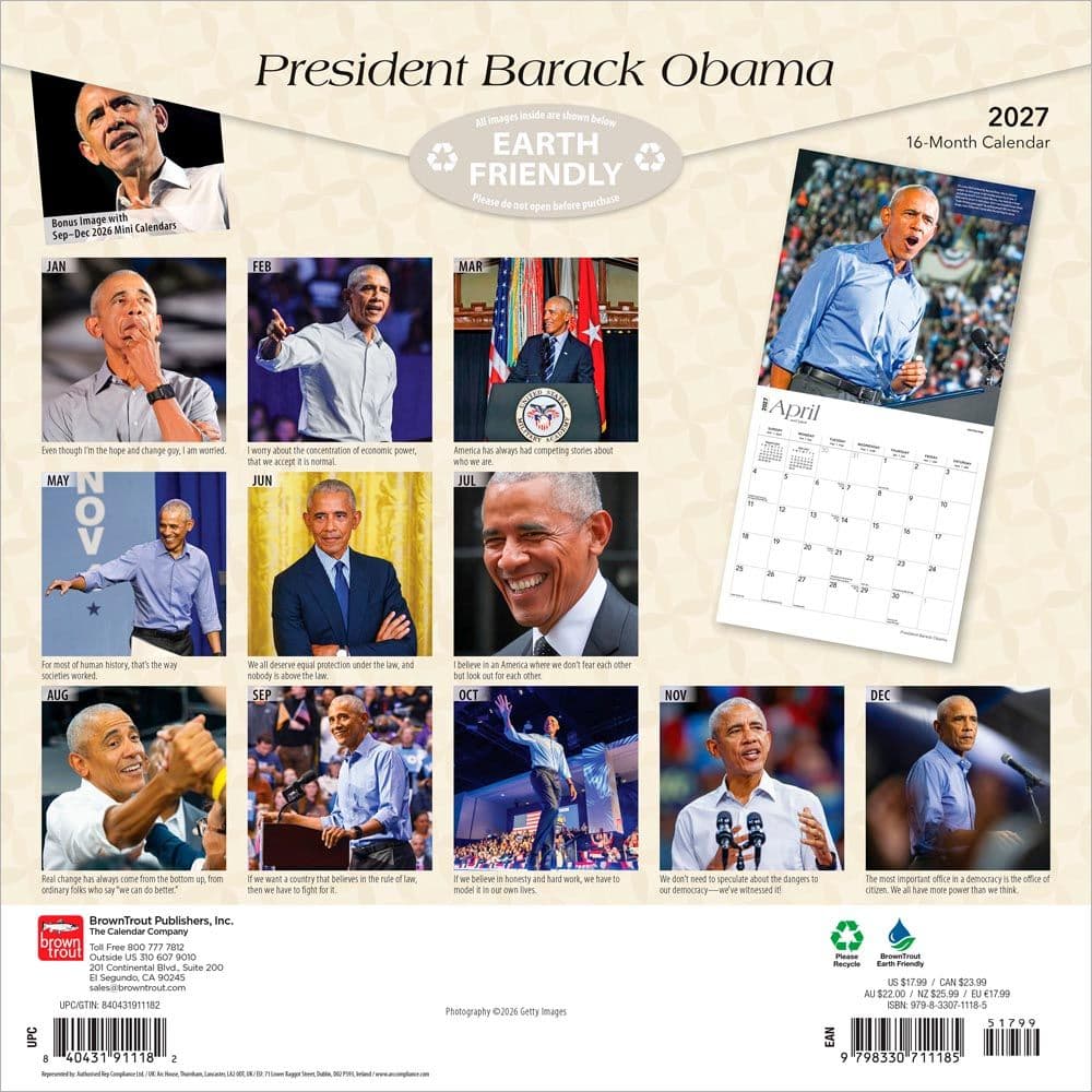 Obama President 2027 Wall Calendar First Alternate Image