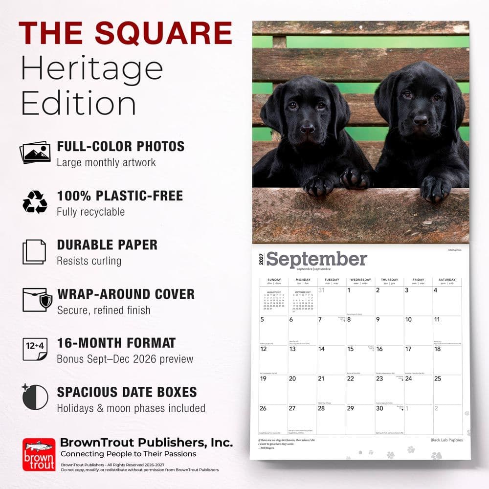 Black Lab Retriever Puppies 2027 Wall Calendar Fifth Alternate Image