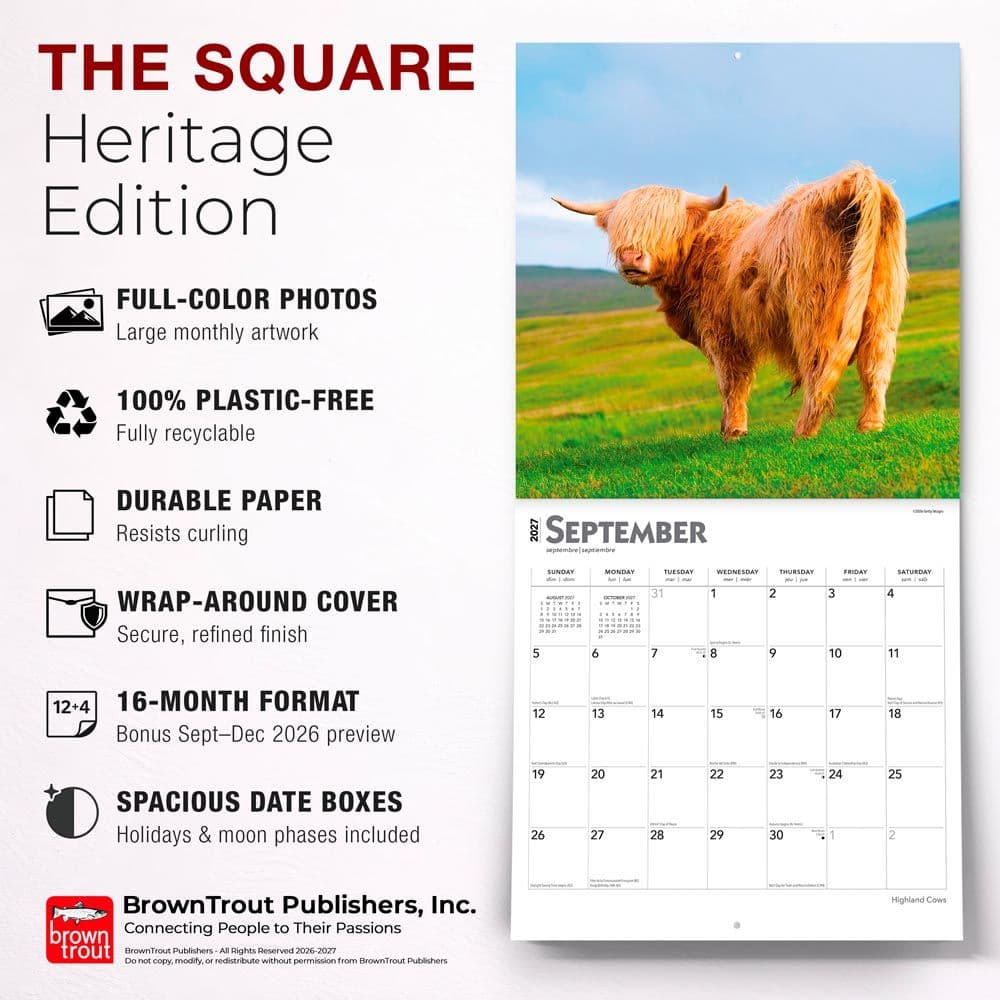 Highland Cows 2027 Wall Calendar Fifth Alternate Image