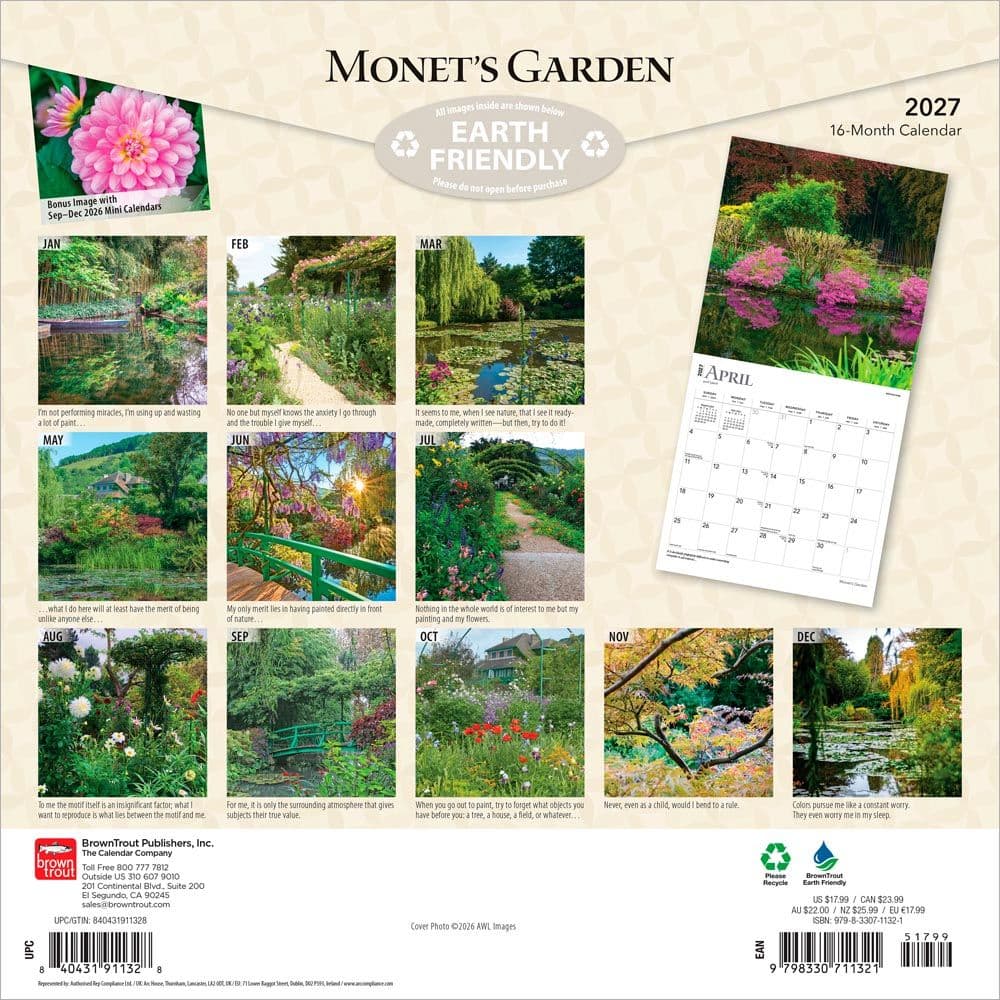Monets Garden 2027 Wall Calendar First Alternate Image