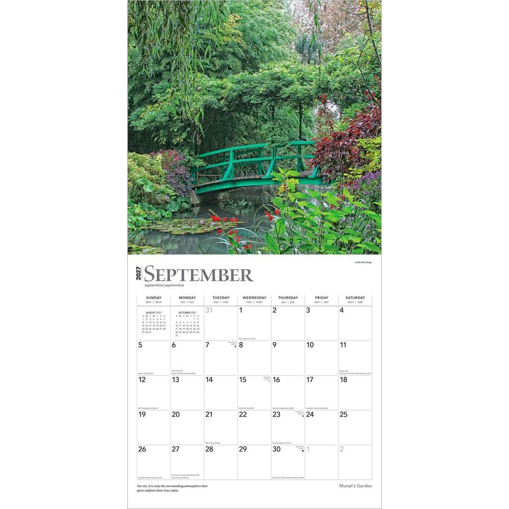 Monets Garden 2027 Wall Calendar Third Alternate Image