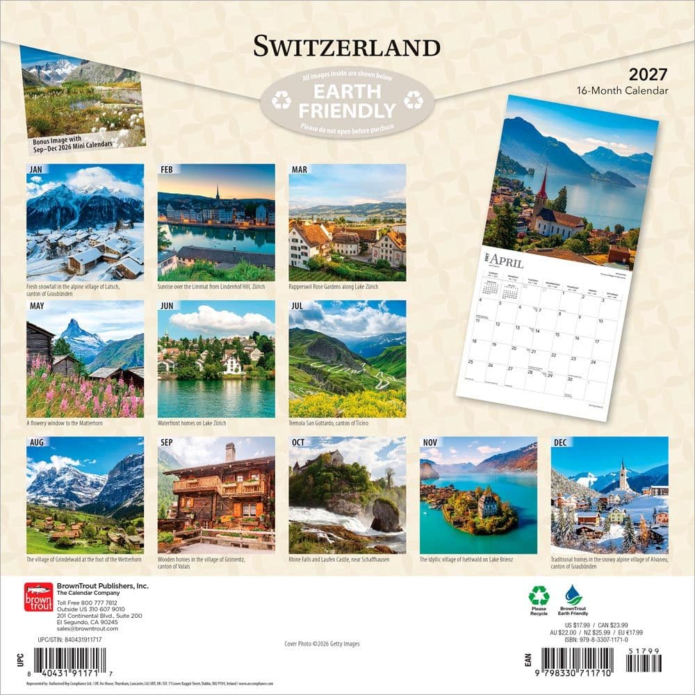 Switzerland 2027 Wall Calendar First Alternate Image
