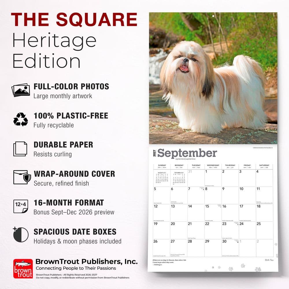 Shih Tzu 2027 Wall Calendar Fifth Alternate Image