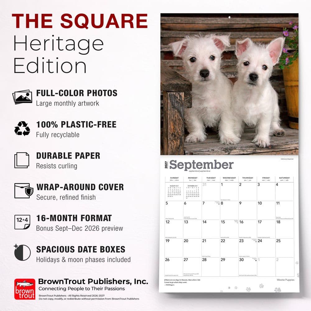 West Highland Terrier Puppies 2027 Mini Wall Calendar Fifth Alternate Image