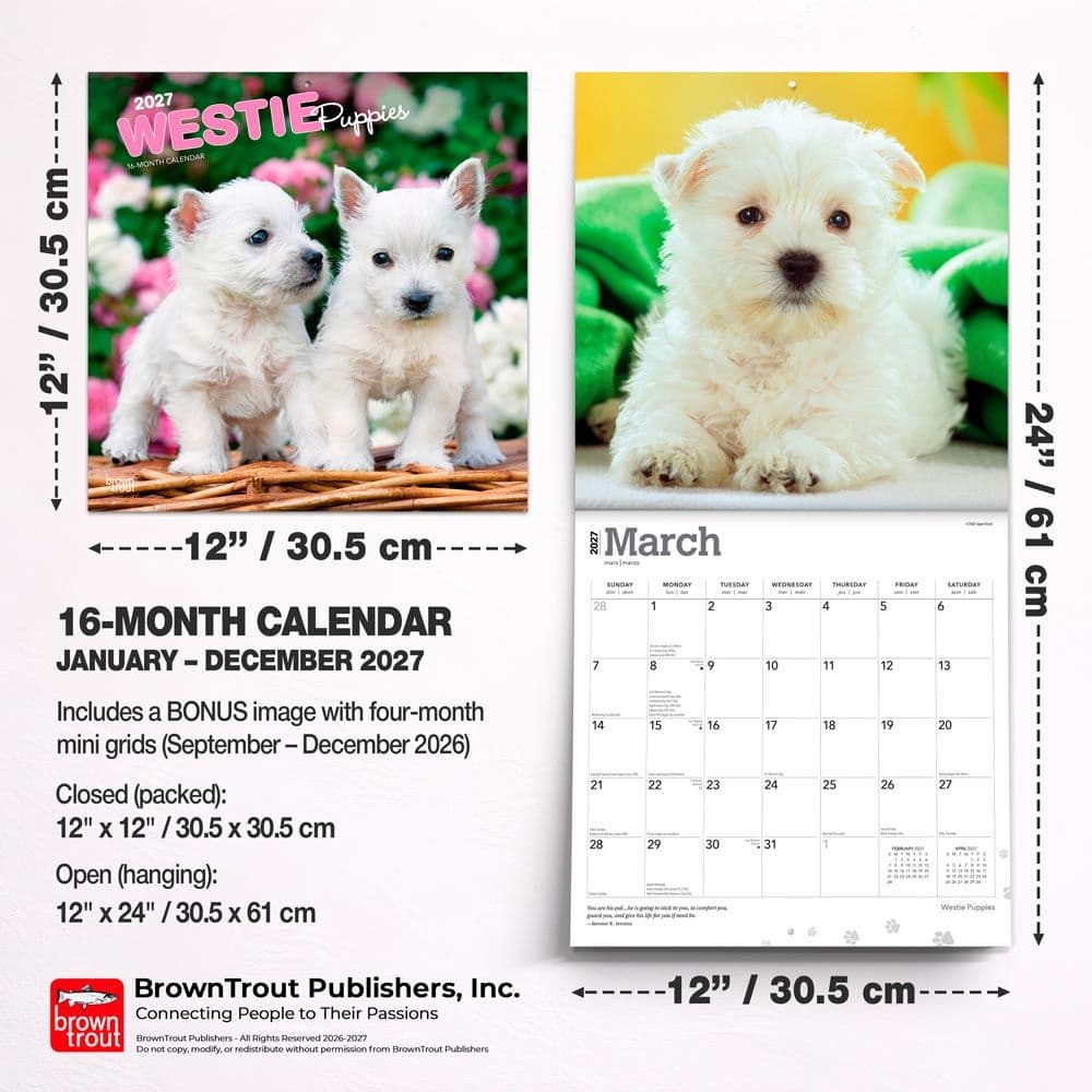 West Highland Terrier Puppies 2027 Mini Wall Calendar Sixth Alternate Image
