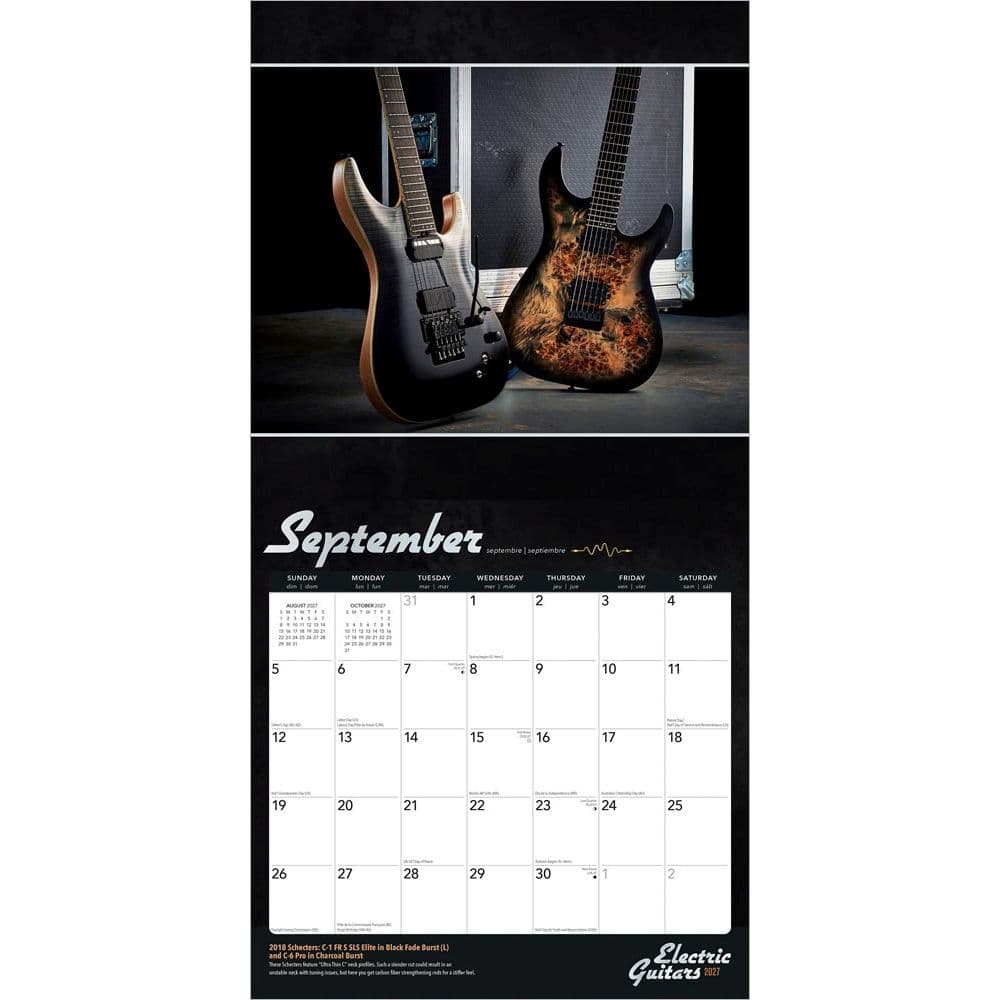 Electric Guitars 2027 Wall Calendar Third Alternate Image