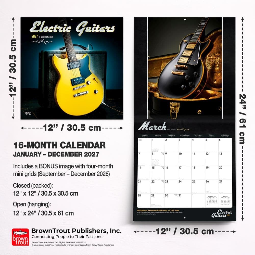Electric Guitars 2027 Wall Calendar Sixth Alternate Image