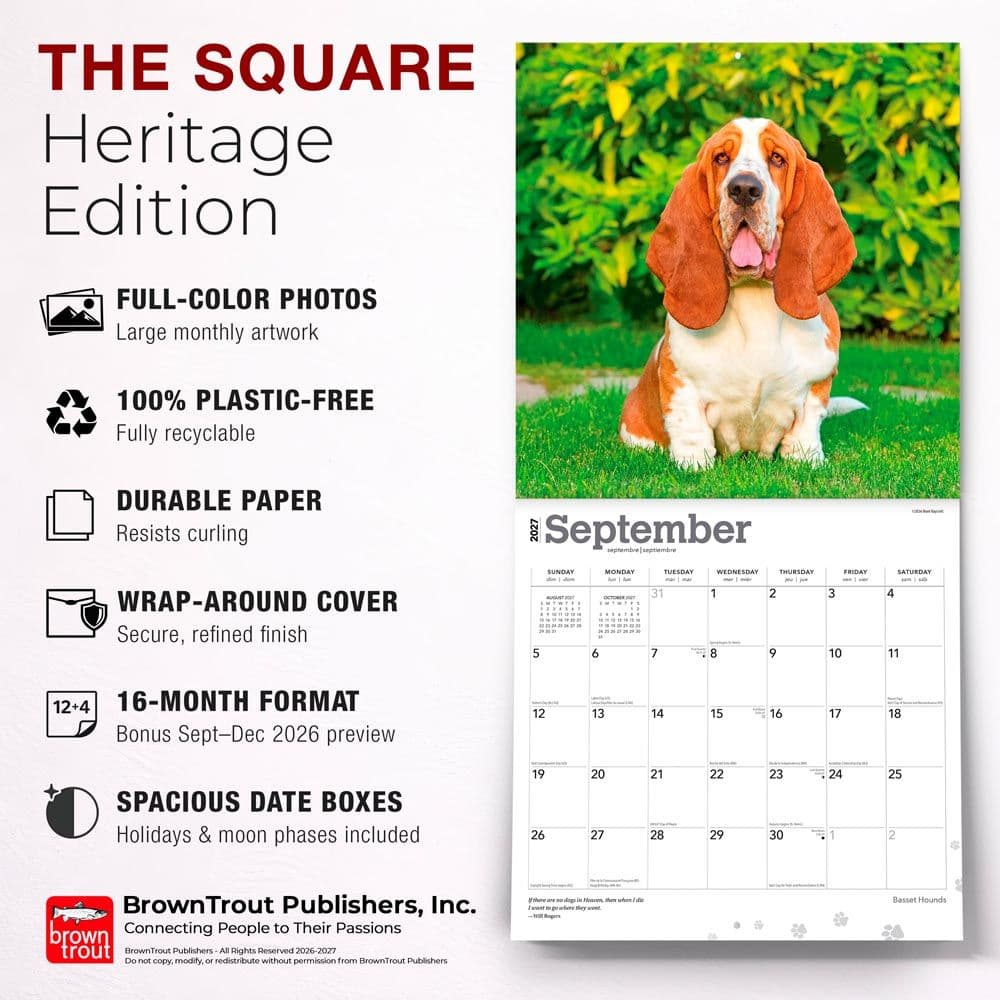 Basset Hounds 2027 Wall Calendar Fifth Alternate Image
