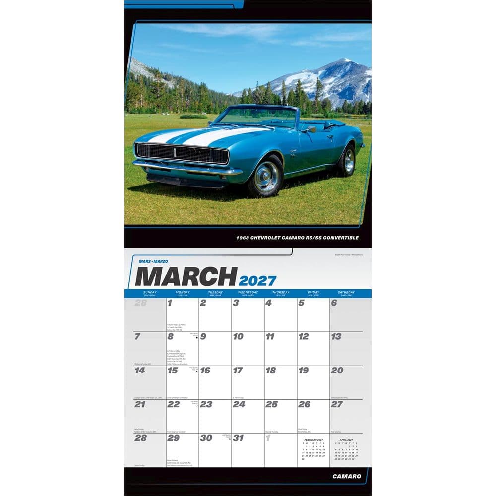 Camaro 2027 Wall Calendar Second Alternate Image