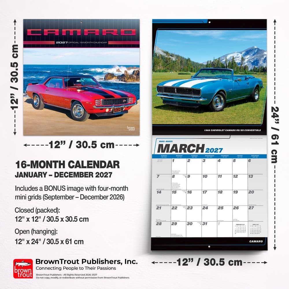 Camaro 2027 Wall Calendar Sixth Alternate Image