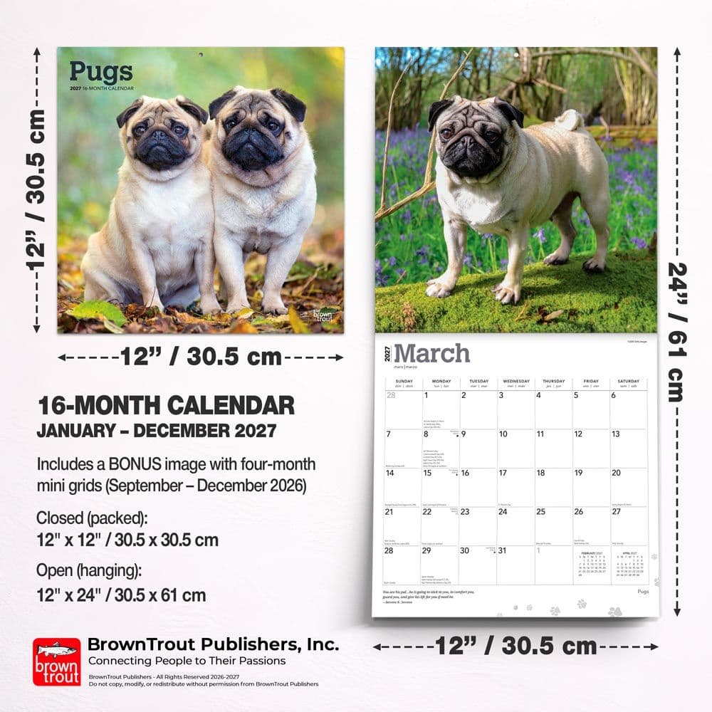 Pugs 2027 Wall Calendar Sixth Alternate Image