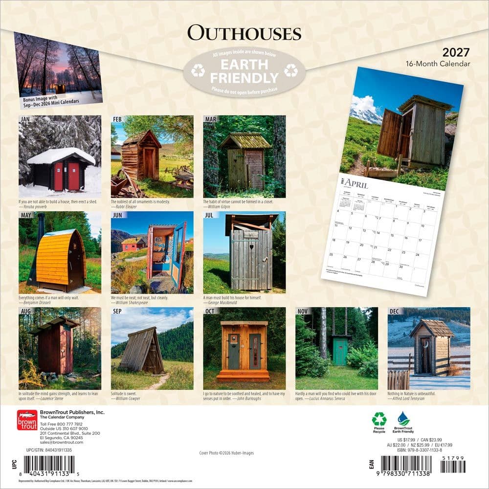 Outhouses 2027 Wall Calendar First Alternate Image