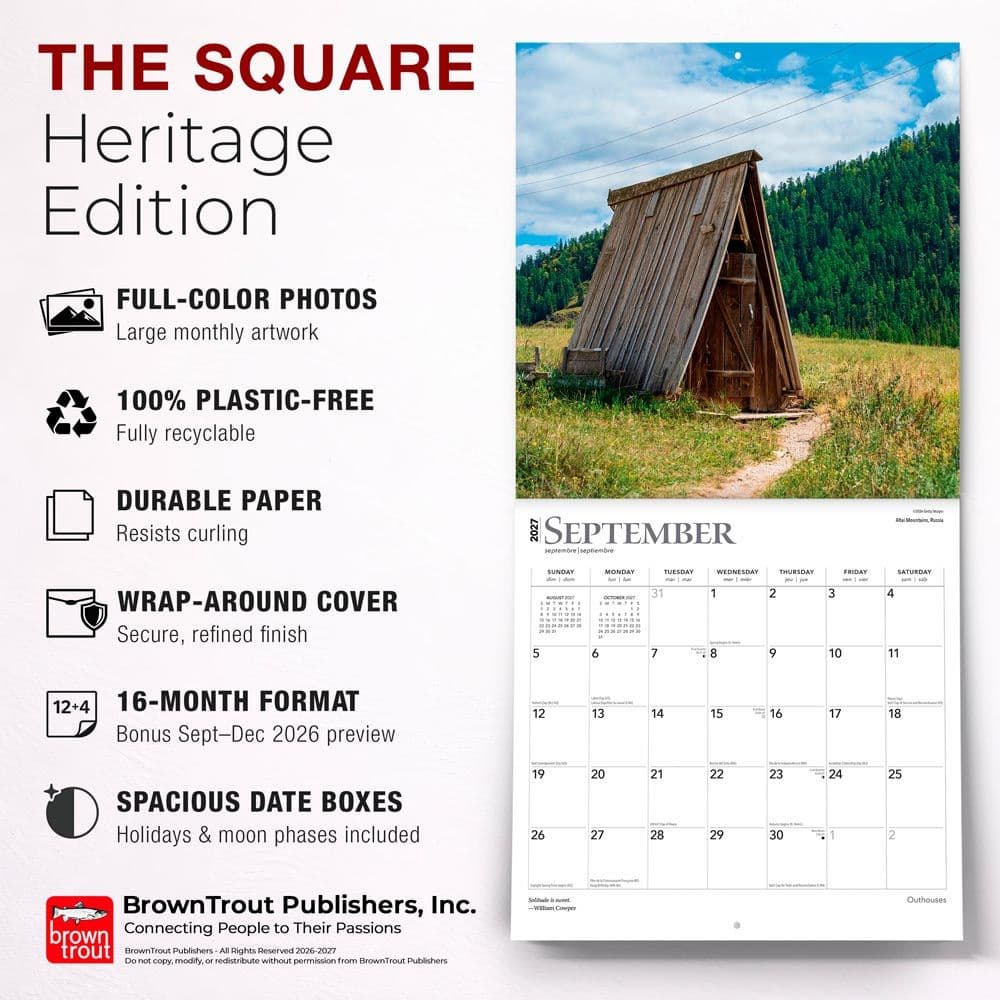 Outhouses 2027 Wall Calendar Fifth Alternate Image