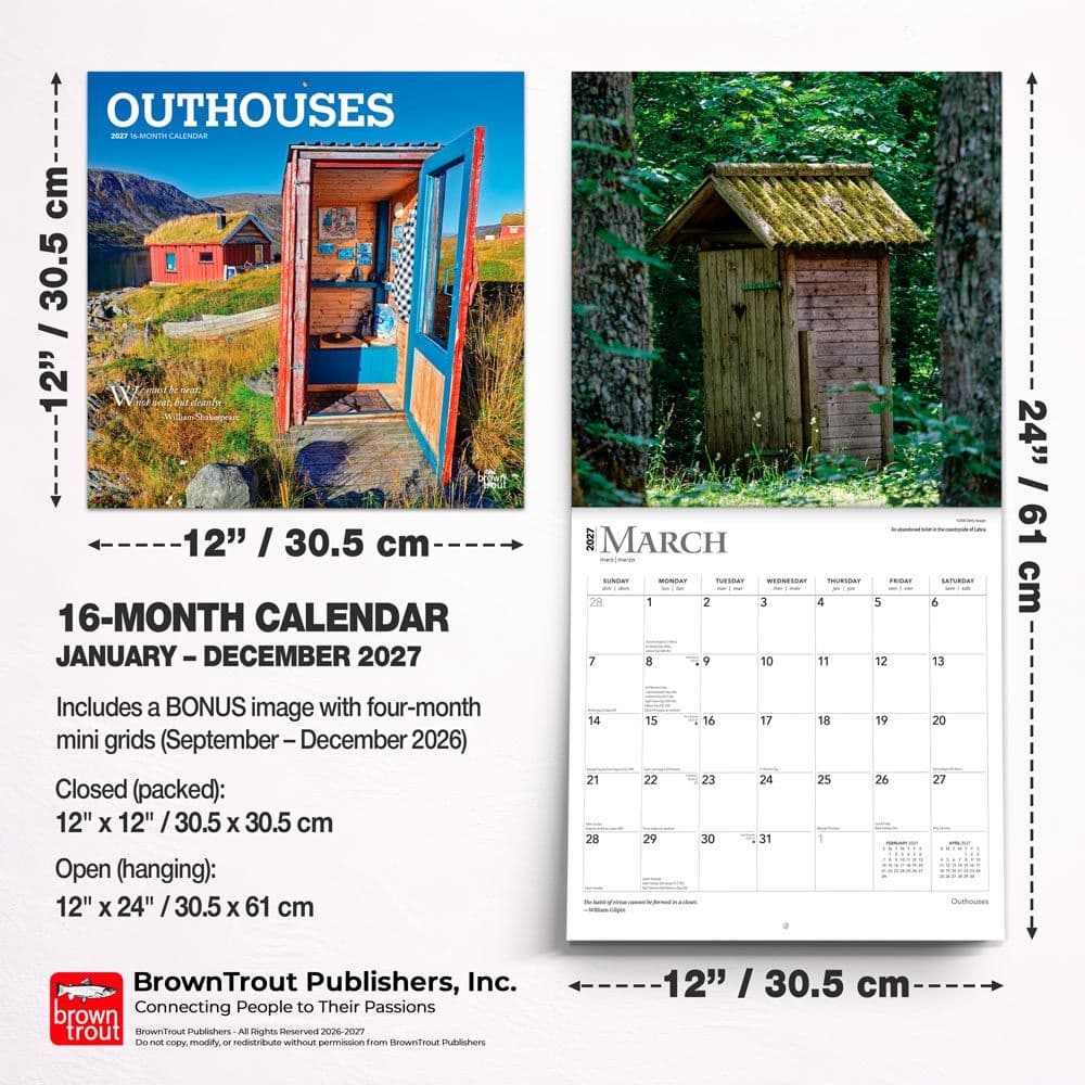 Outhouses 2027 Wall Calendar Sixth Alternate Image