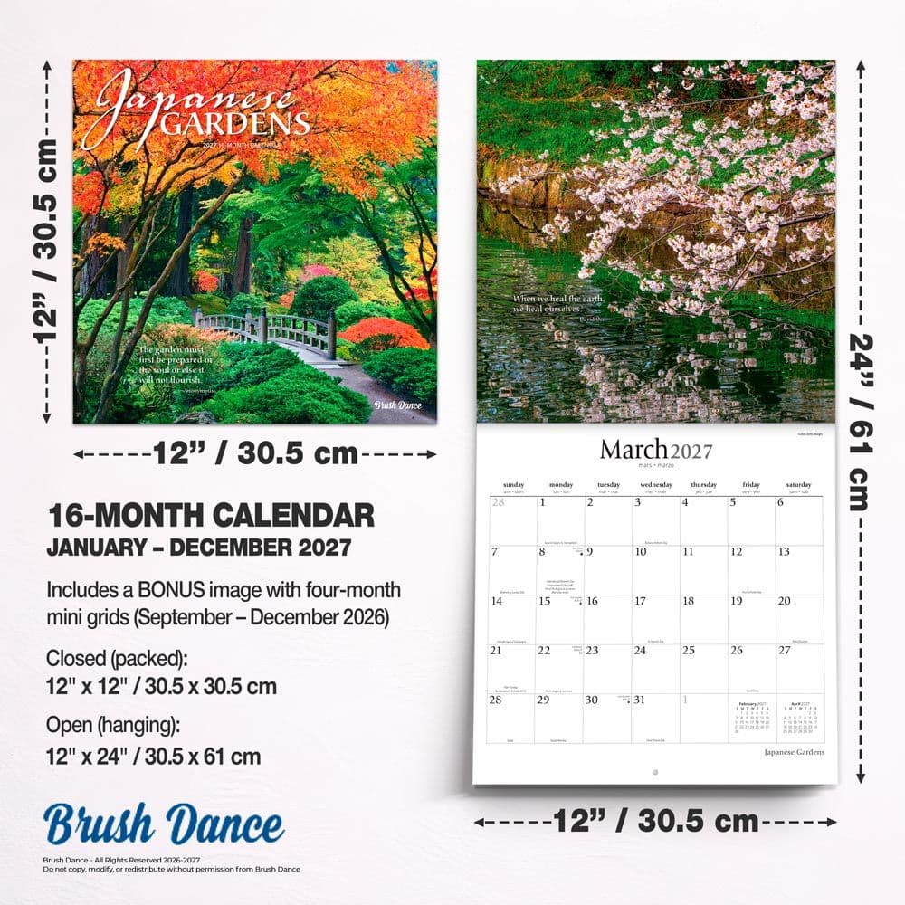 Japanese Gardens 2027 Wall Calendar Sixth Alternate Image