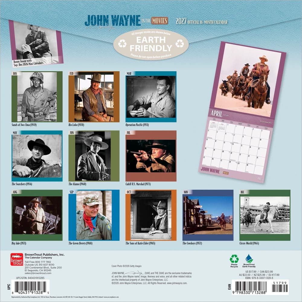 John Wayne in the Movies 2027 Wall Calendar First Alternate Image