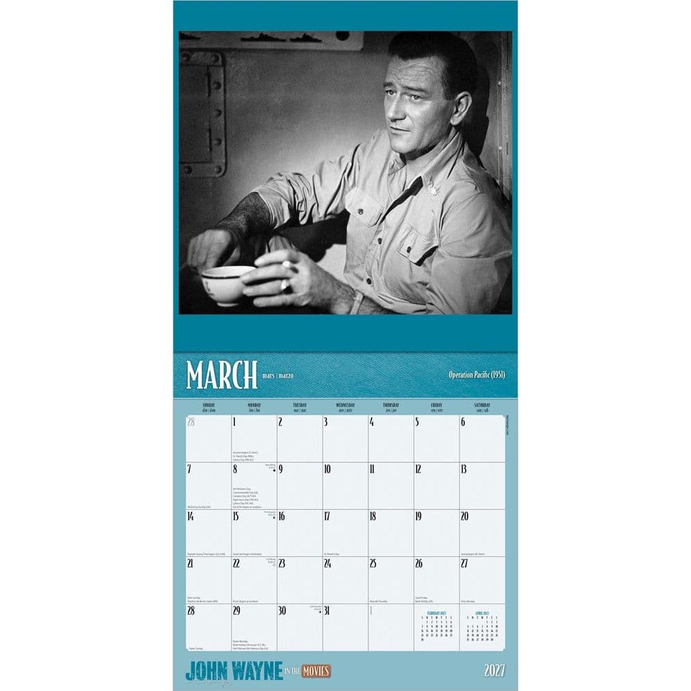 John Wayne in the Movies 2027 Wall Calendar Second Alternate Image
