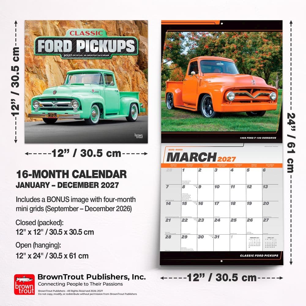 Ford Classic Pickups 2027 Wall Calendar Sixth Alternate Image