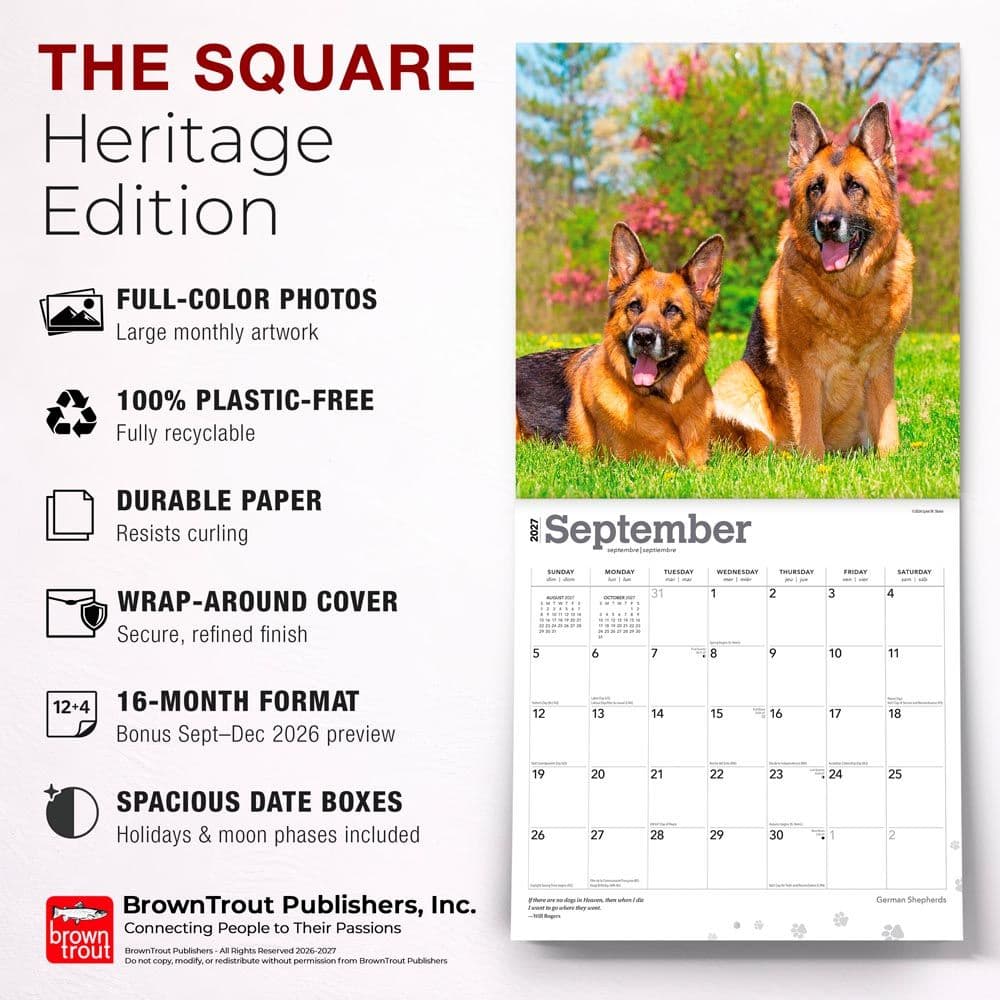 German Shepherds 2027 Wall Calendar Fifth Alternate Image