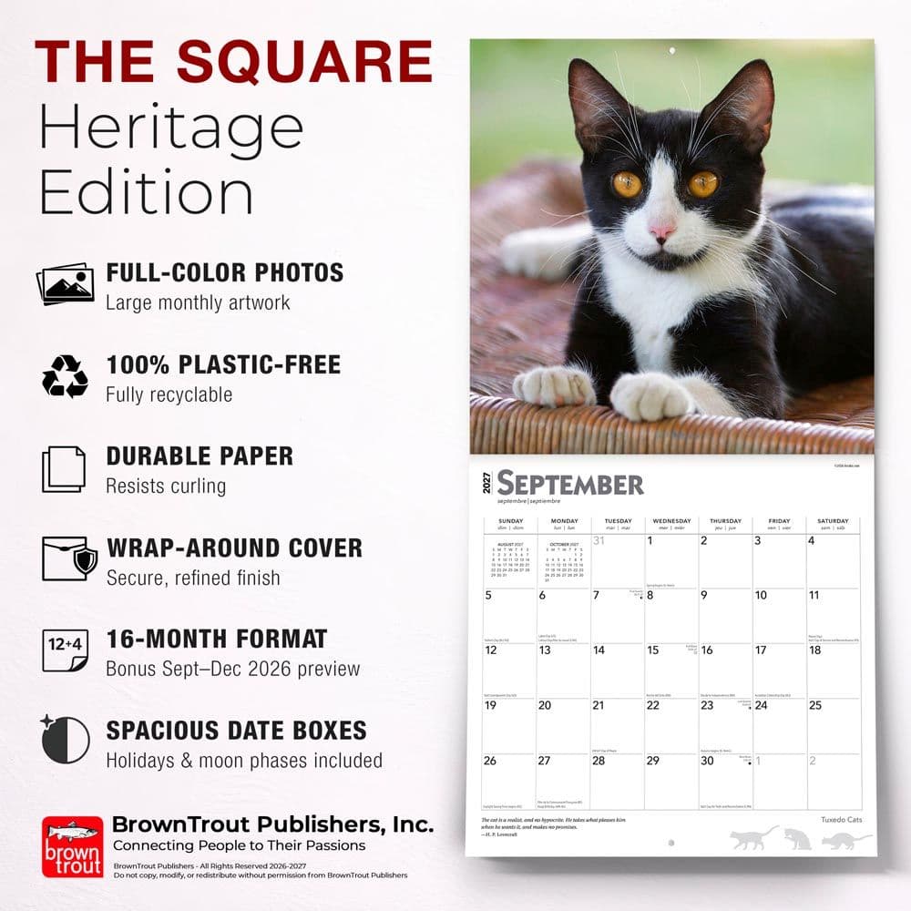 Tuxedo Cats 2027 Wall Calendar Fifth Alternate Image