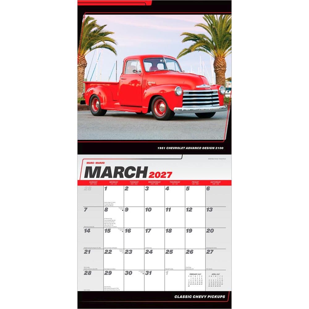 Chevy Classic Pickups 2027 Wall Calendar Second Alternate Image