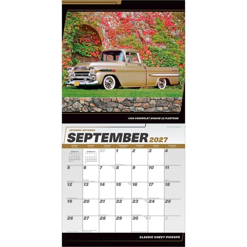 Chevy Classic Pickups 2027 Wall Calendar Third Alternate Image