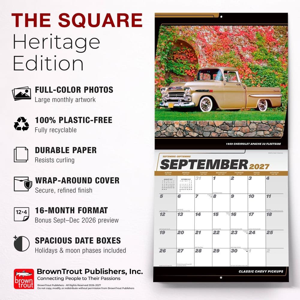 Chevy Classic Pickups 2027 Wall Calendar Fifth Alternate Image