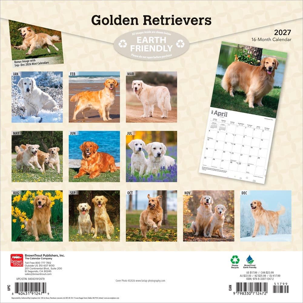 Golden Retrievers 2027 Wall Calendar First Alternate Image