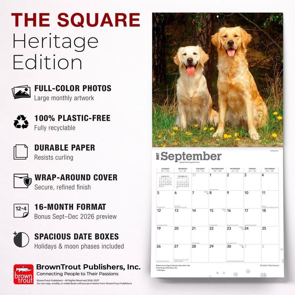 Golden Retrievers 2027 Wall Calendar Fifth Alternate Image