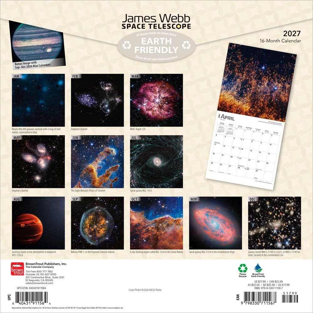 Webb Space Telescope 2027 Wall Calendar First Alternate Image