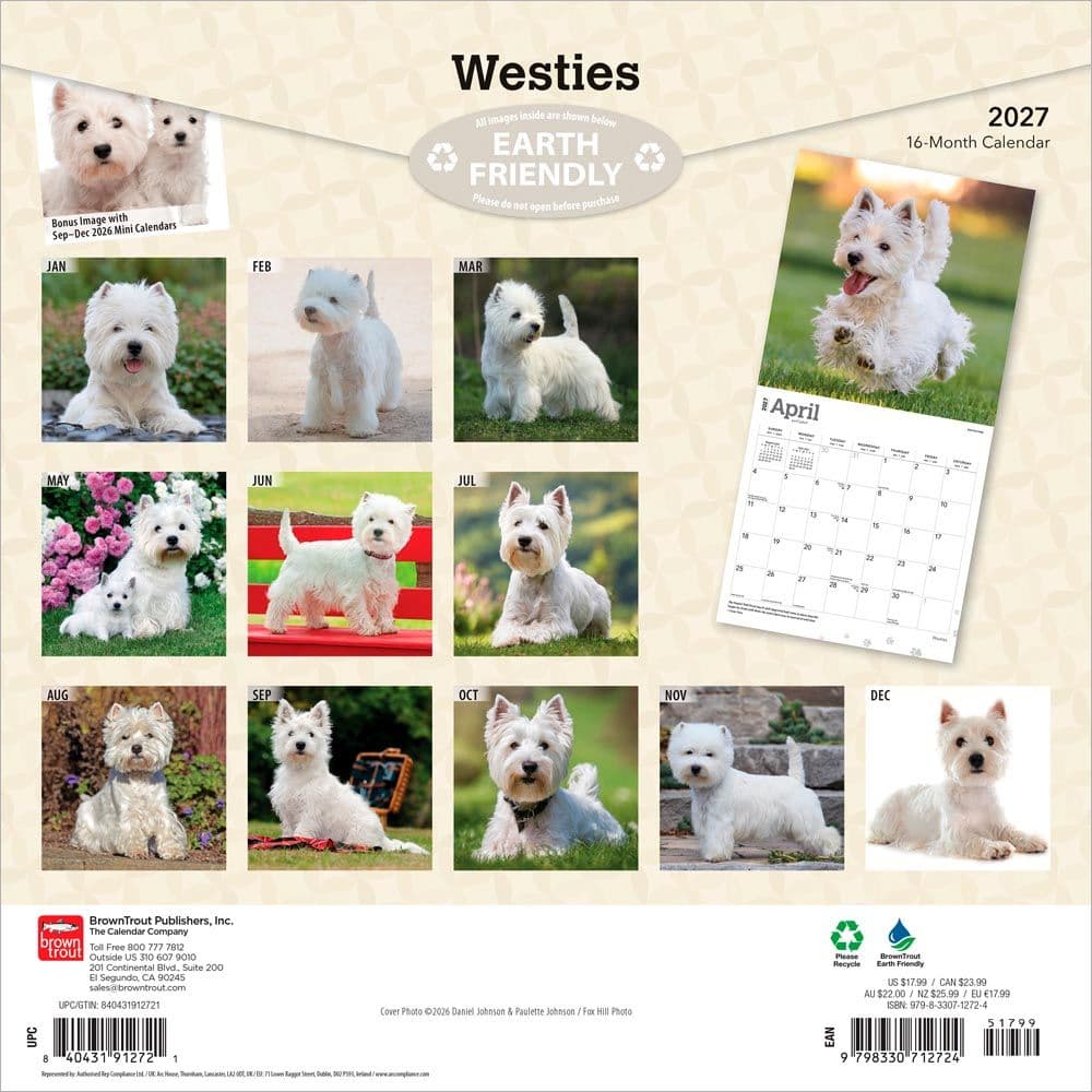 West Highland White Terriers 2027 Wall Calendar First Alternate Image