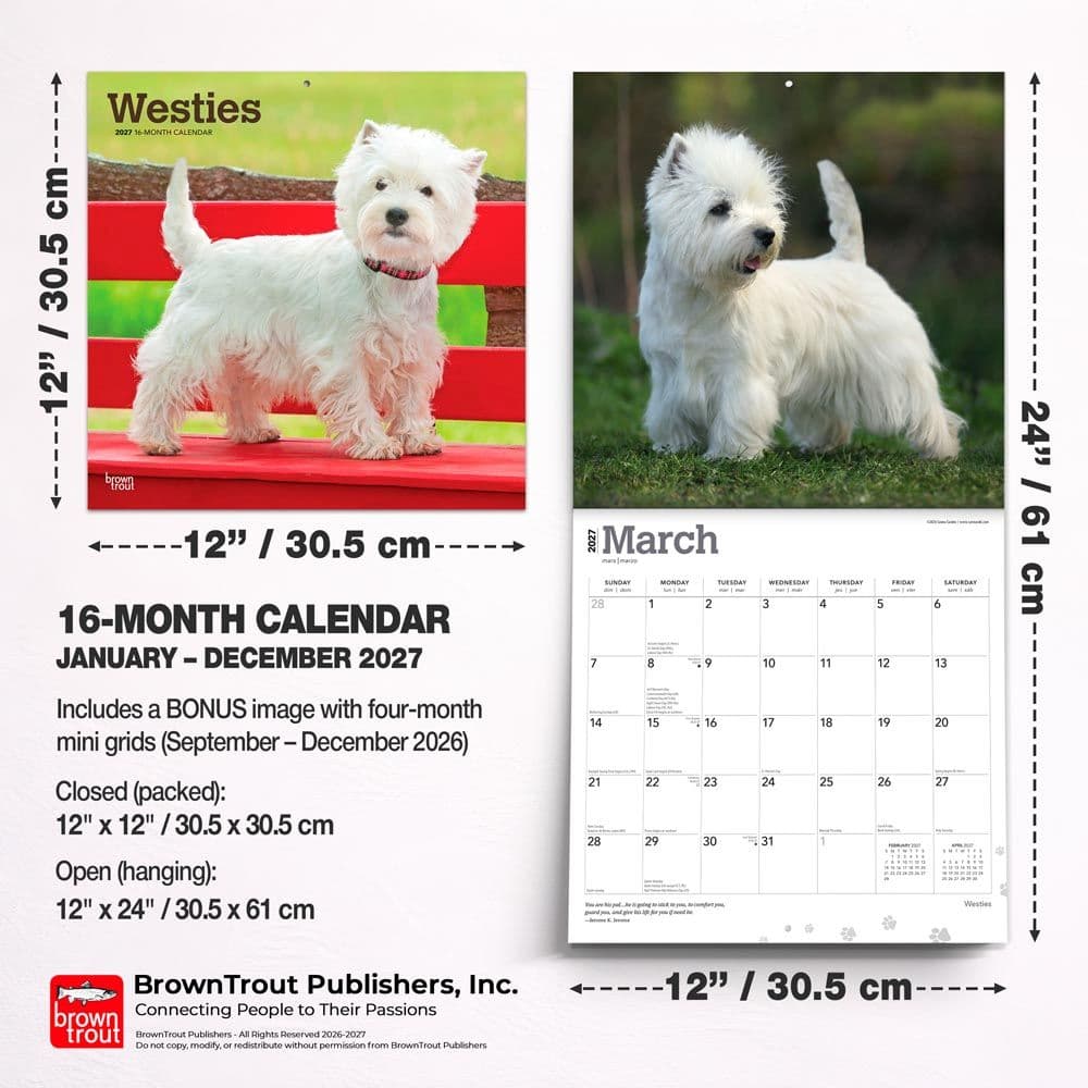 West Highland White Terriers 2027 Wall Calendar Sixth Alternate Image