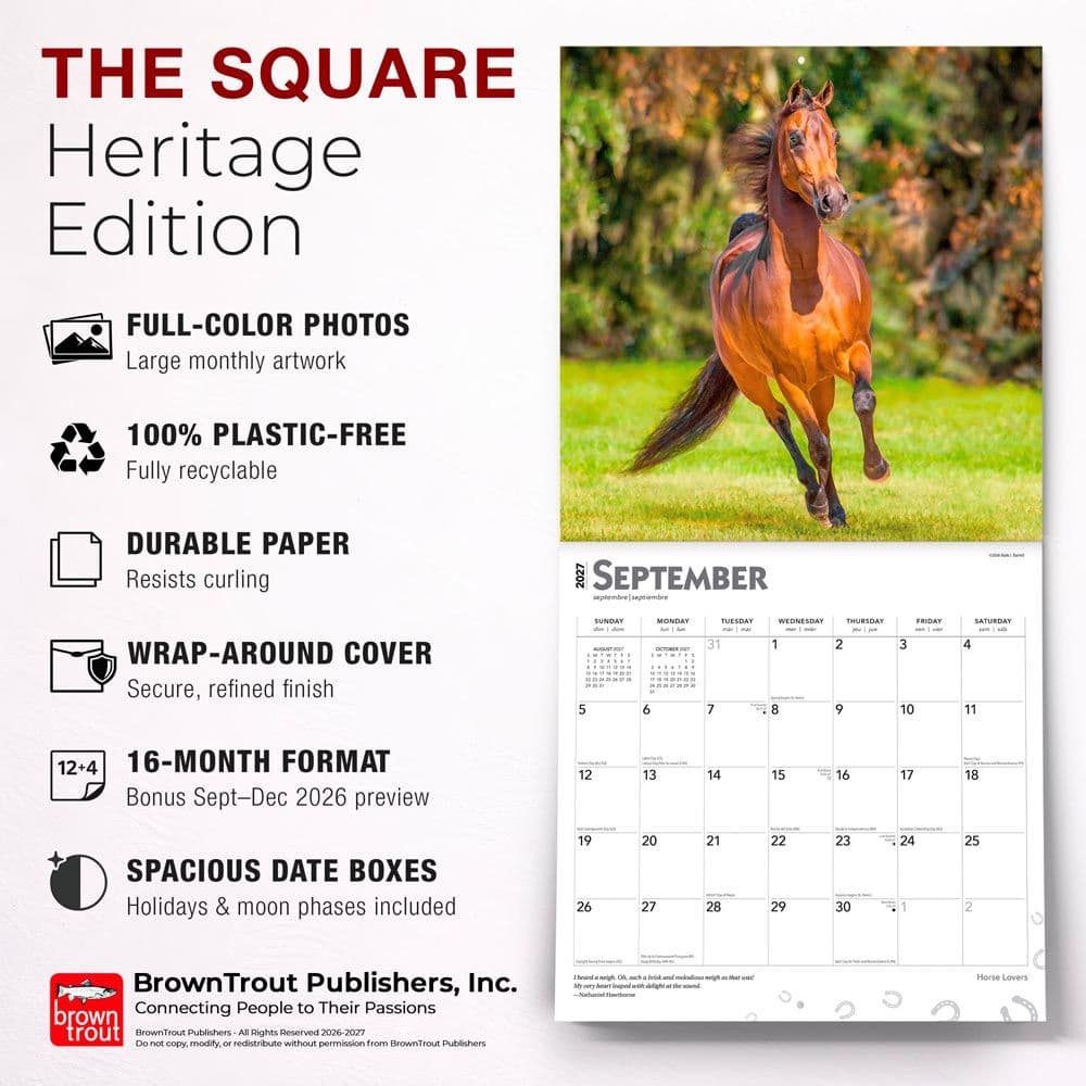Horse Lovers 2027 Wall Calendar Fifth Alternate Image
