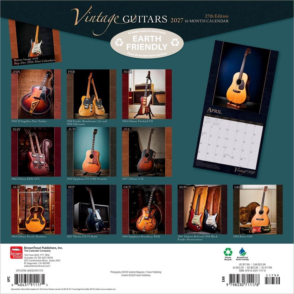 Vintage Guitars 2027 Wall Calendar - Calendars.com